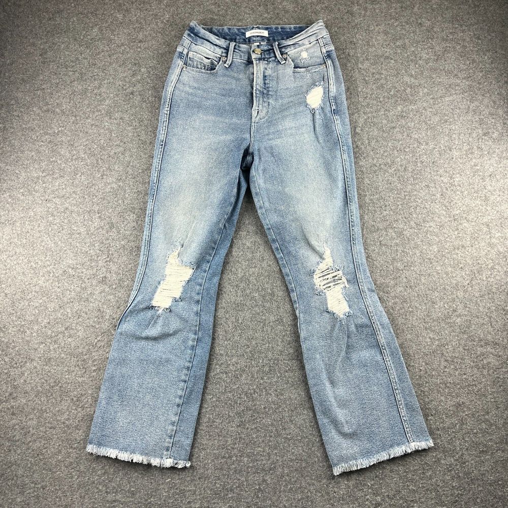 Good American Women's Good Curve Fray Hem Jeans 2/26 GCSFH127T stretch distress
